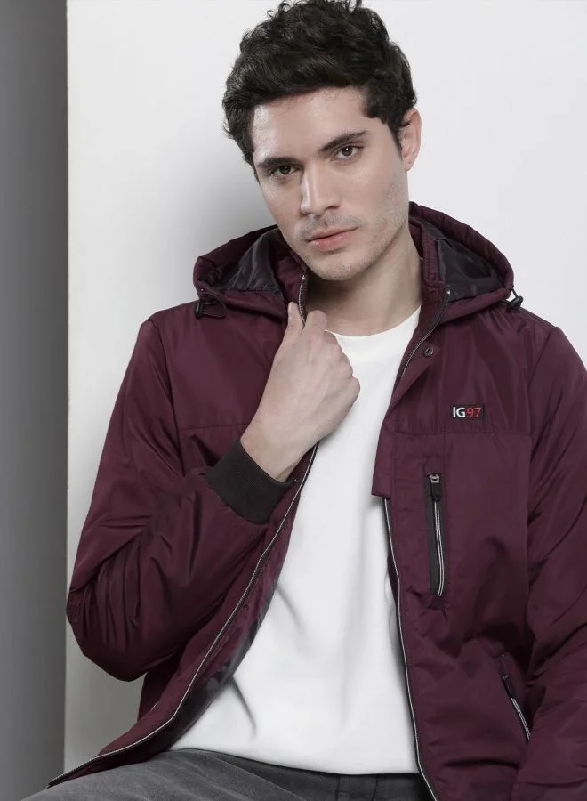 ذا انديان كراج كو The Indian Garage Co Men Slim Fit Solid Round Neck Long Sleeves Jacket
