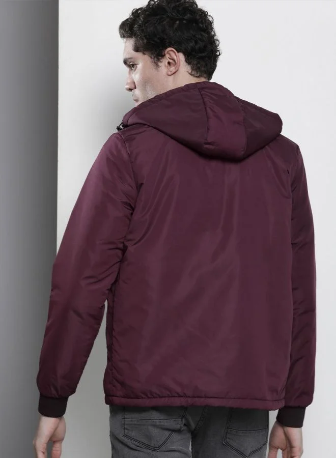 ذا انديان كراج كو The Indian Garage Co Men Slim Fit Solid Round Neck Long Sleeves Jacket