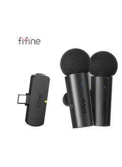 FIFINE FIFINE Wireless Lavalier System with 2 Microphones for Android/Tablet, Type-C Mini Mic for Video, Interview, Vlog, Live Streaming - M8  - Image 1