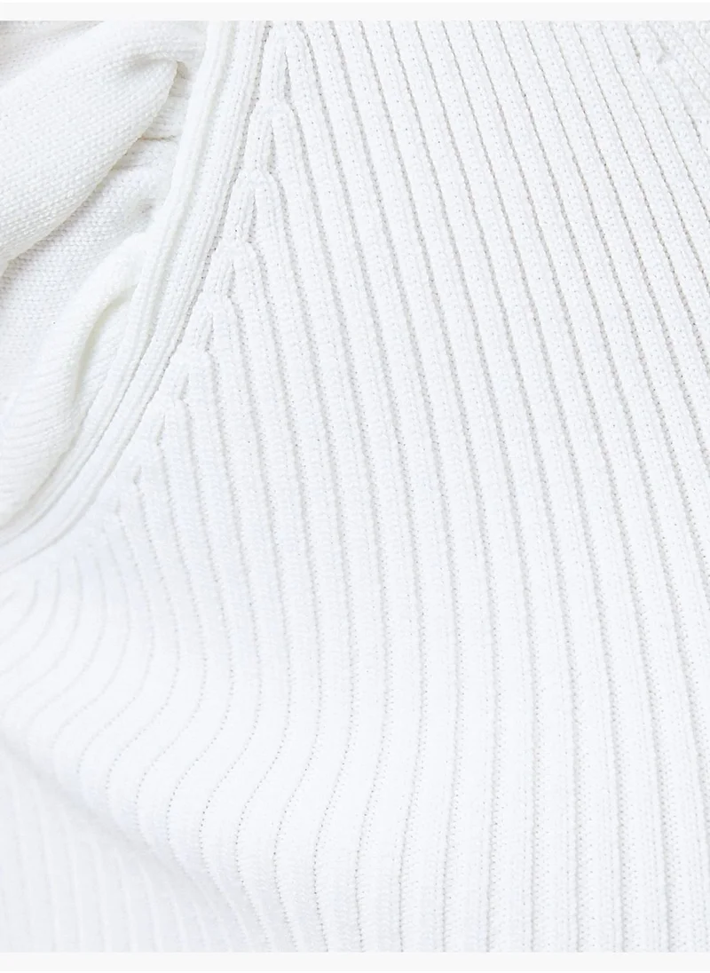 KOTON Ruffle Ribbed V Neck Knitted Blouse