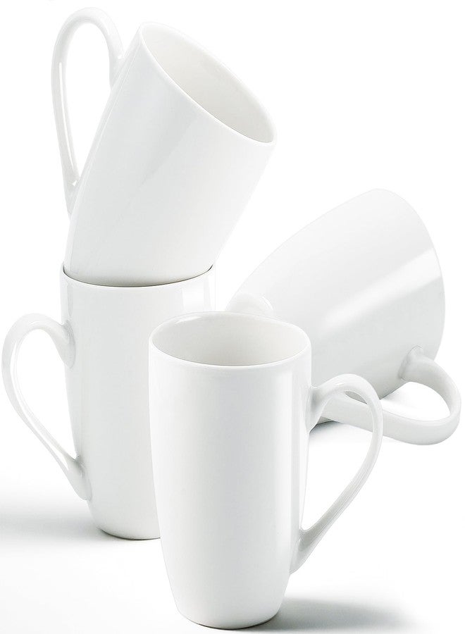 Bgtecho White Coffee Mugs Set of 4, 12 oz Ceramic Coffee Mug Porcelain Tea Cups with Handle, Tea Mugs for Latte, Hot Cocoa, Milk, Dishwasher & Microwave Safe - Image 1
