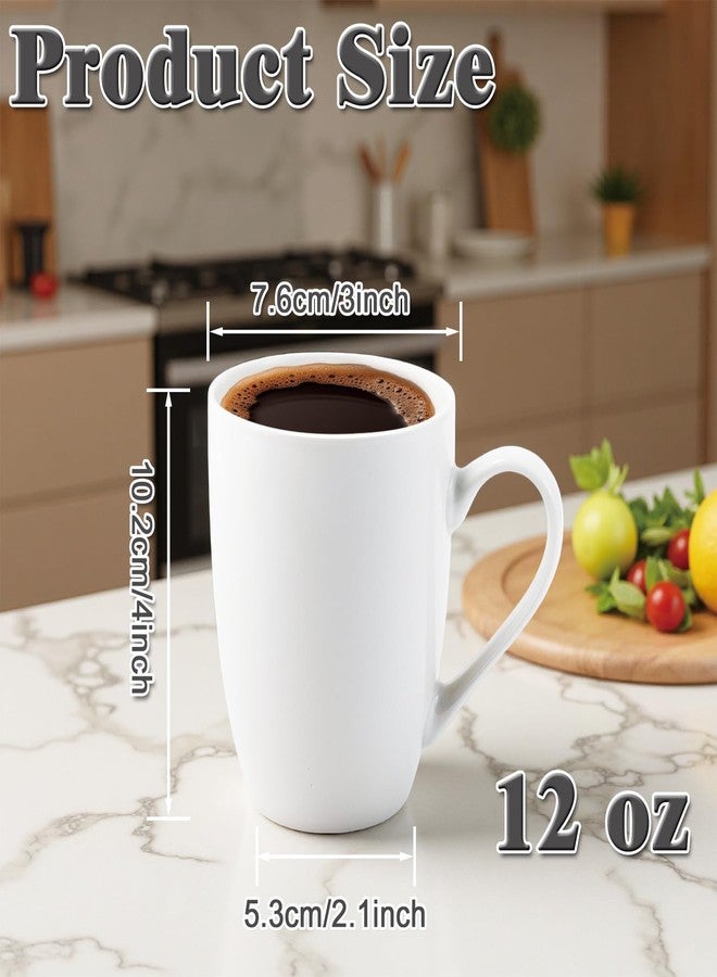 Bgtecho White Coffee Mugs Set of 4, 12 oz Ceramic Coffee Mug Porcelain Tea Cups with Handle, Tea Mugs for Latte, Hot Cocoa, Milk, Dishwasher & Microwave Safe - Image 2