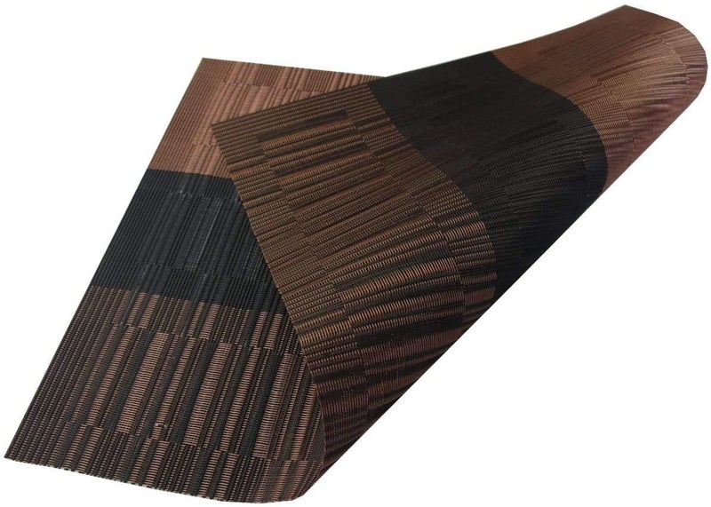 DZOPE Placemats for Dining Table Washable HeatResistant Vinyl Table Mats StainResistant Woven Placemats Brown and Black Set of 4 - Image 4