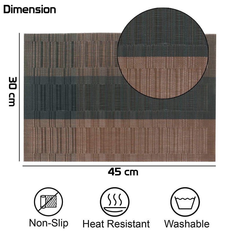 DZOPE Placemats for Dining Table Washable HeatResistant Vinyl Table Mats StainResistant Woven Placemats Brown and Black Set of 4 - Image 5