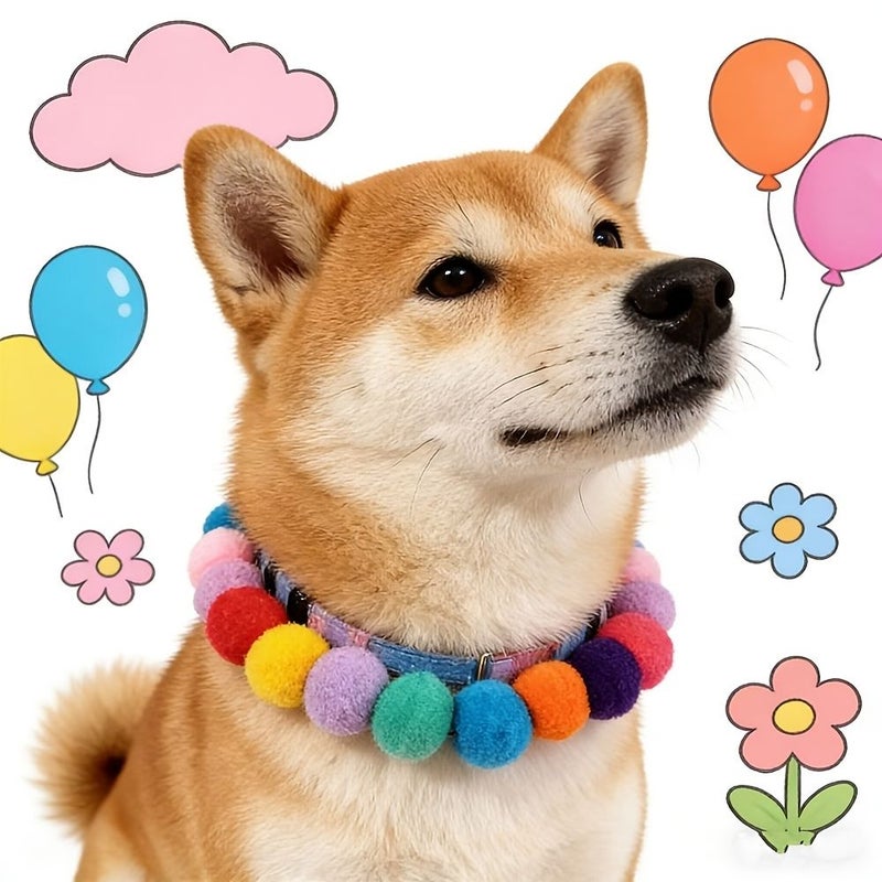 Rainbow Bow Tie Pet Collar Size L Dog Cat Necklace Hair Ball Grooming Accessory - Image 3