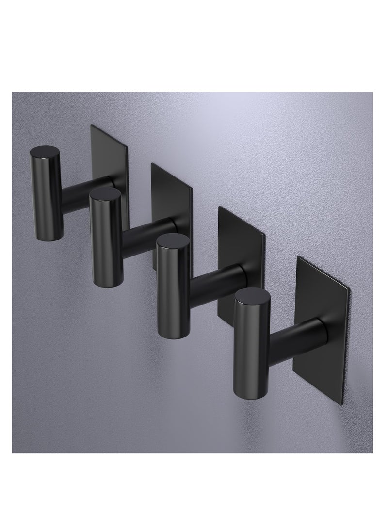 SYOSI Adhesive Hooks, 4 Pcs Heavy Duty Wall Stainless Steel Hooks for Hanging Coat, Hat, Towel, Robe, Key, Clothes, Closet Hook Wall Mount for Kitchen, Bathroom (Black)  - Image 3