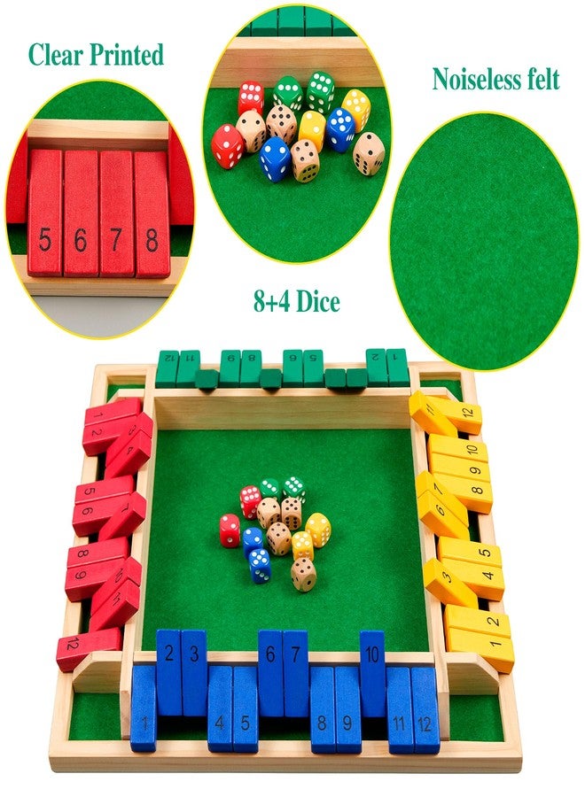 Oumoda 14 inches Shut The Box Dice Game, 2-4 Player Upgraded 12 Numbers Wooden Board Table Math Games for Adults and Kids, 12 Dices Classics Tabletop Version Games for Classroom,Home,Party or Pub - Image 3