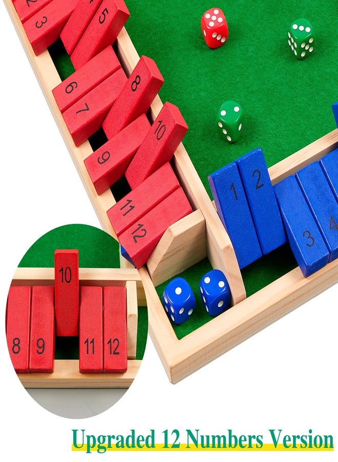 Oumoda 14 inches Shut The Box Dice Game, 2-4 Player Upgraded 12 Numbers Wooden Board Table Math Games for Adults and Kids, 12 Dices Classics Tabletop Version Games for Classroom,Home,Party or Pub - Image 4