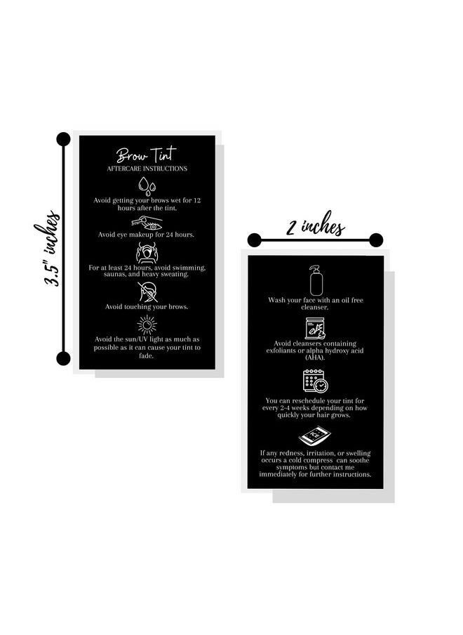Boutique Marketing LLC Brow Tint Aftercare Instruction Cards ; 50 Pack ; Physical Printed 2 X 3.5” Inches Business Card Size ; Starter Lift Kit With Tint At Home Diy Aftercare Supplies ; Black With Icon Design  - Image 4