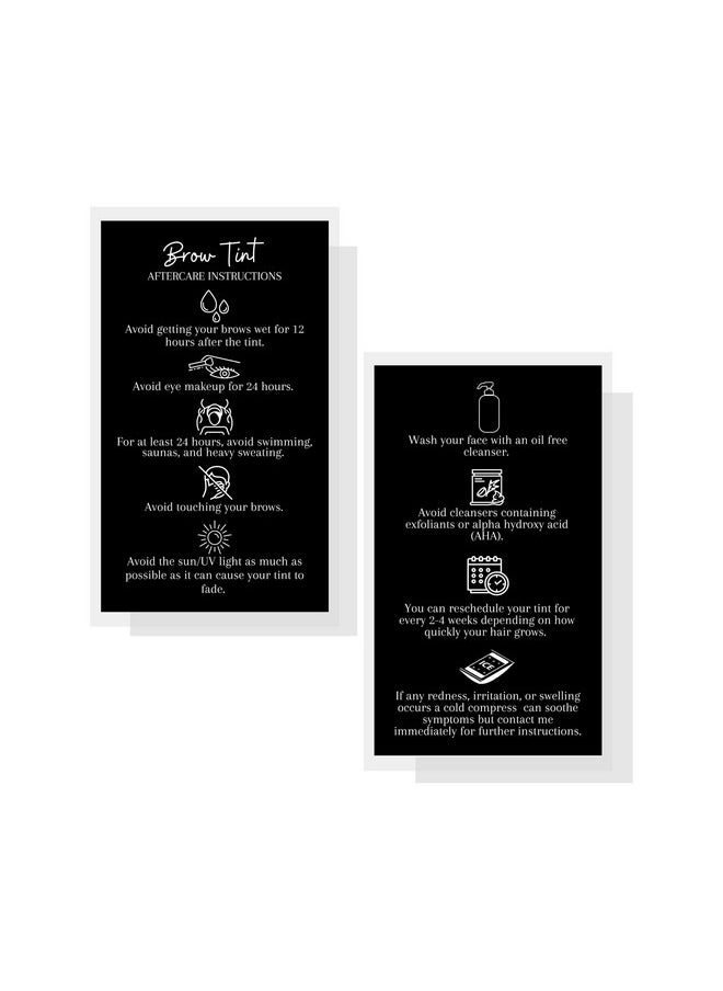 Boutique Marketing LLC Brow Tint Aftercare Instruction Cards ; 50 Pack ; Physical Printed 2 X 3.5” Inches Business Card Size ; Starter Lift Kit With Tint At Home Diy Aftercare Supplies ; Black With Icon Design  - Image 3