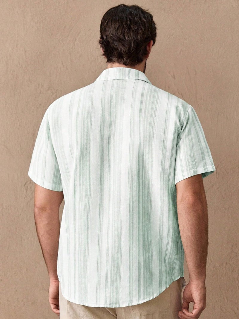 Lymio Shirt for Men || Regular Fit Stylish Shirt for Men (Lilen-Strip-Green-S) - Image 4