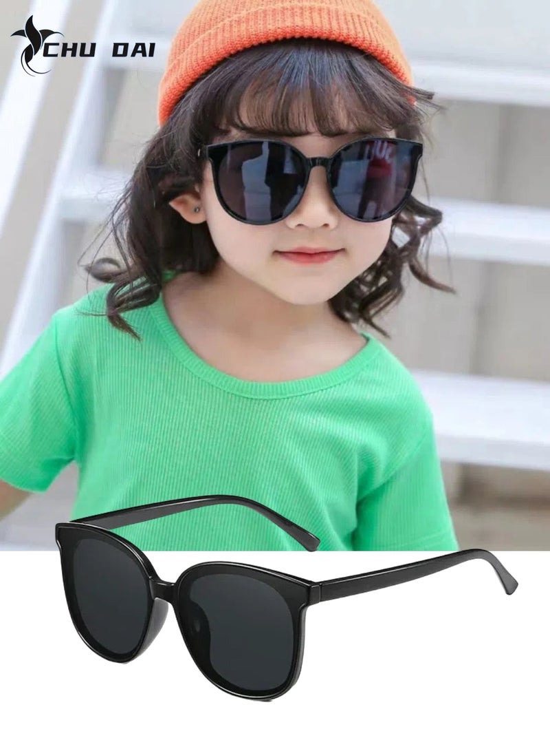 CHU DAI Sunglasses for Kids, UV400 Protection Beach Holiday Sun Glasses for Boys Girls and Children Age 3-12, Black - Image 1