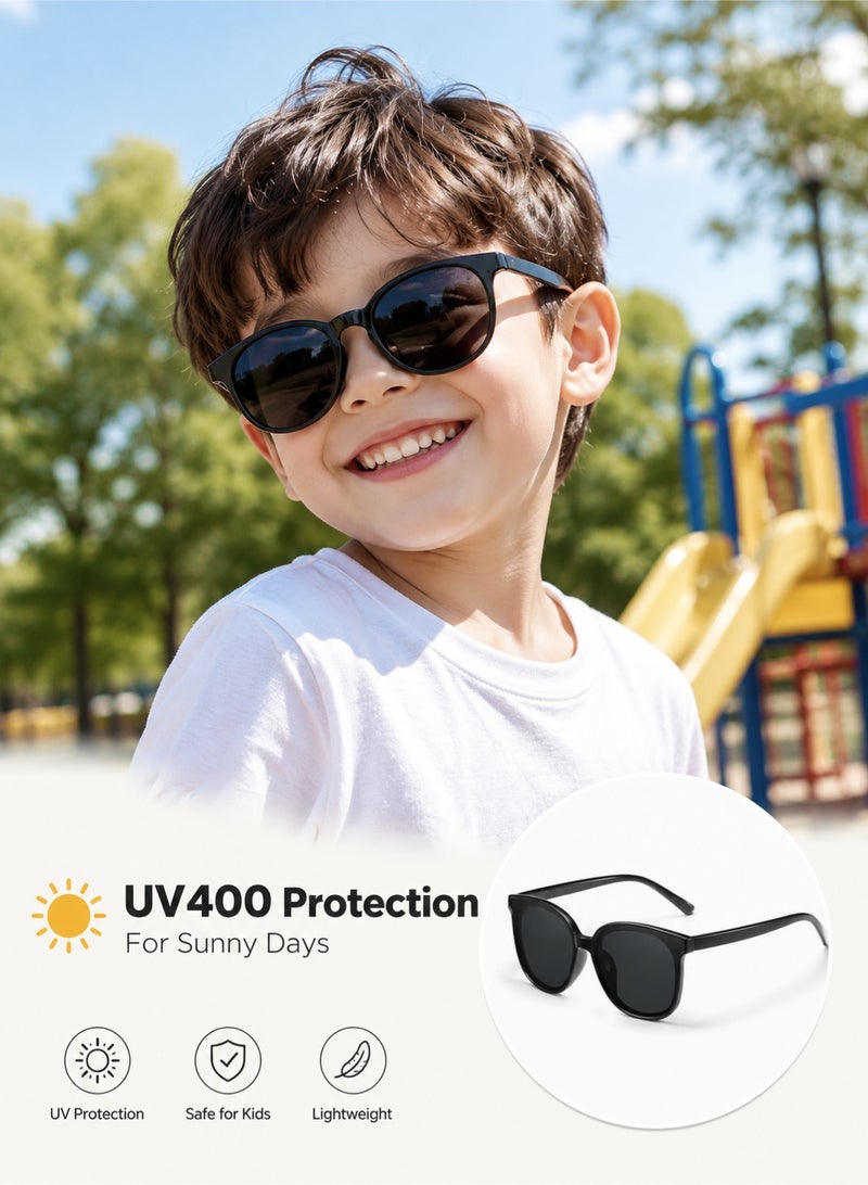 تشو داي نظارات شمس للأطفال حماية UV400، نظارات شمس سوداء خفيفة الوزن للأولاد والبنات، مناسبة للأنشطة الخارجية والرحلات والشاطئ والاستخدام اليومي - Image 2