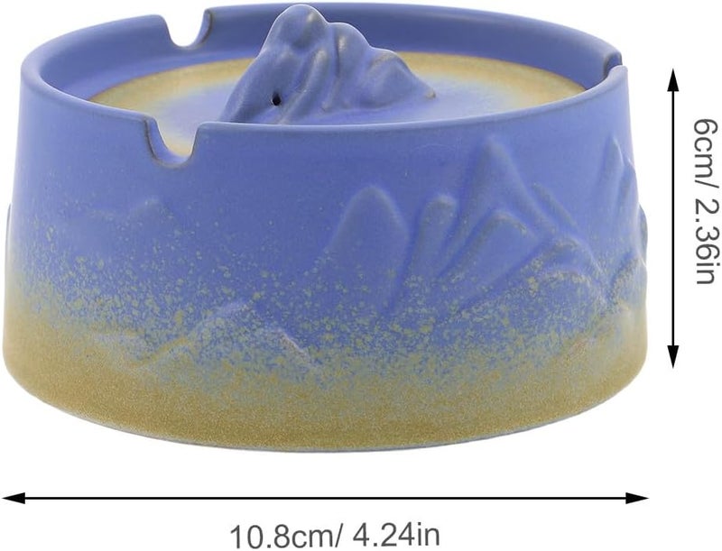 TOYANDONA Ceramic Ashtray with Lid Windproof Smoke Holder Vintage Covered for Home Office Outdoor Patio Use - Image 2