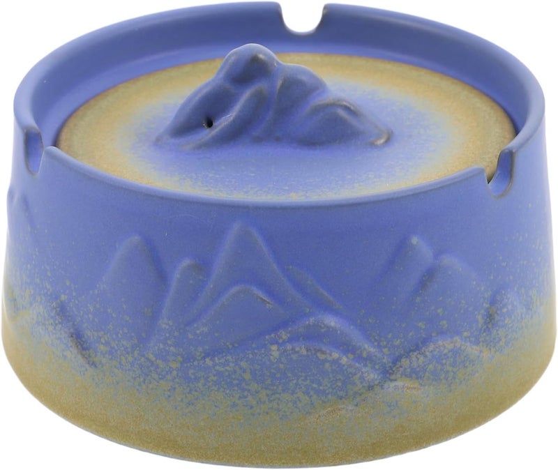 TOYANDONA Ceramic Ashtray with Lid Windproof Smoke Holder Vintage Covered for Home Office Outdoor Patio Use - Image 1