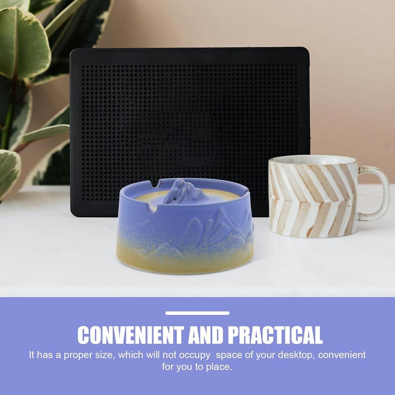 TOYANDONA Ceramic Ashtray with Lid Windproof Smoke Holder Vintage Covered for Home Office Outdoor Patio Use - Image 3