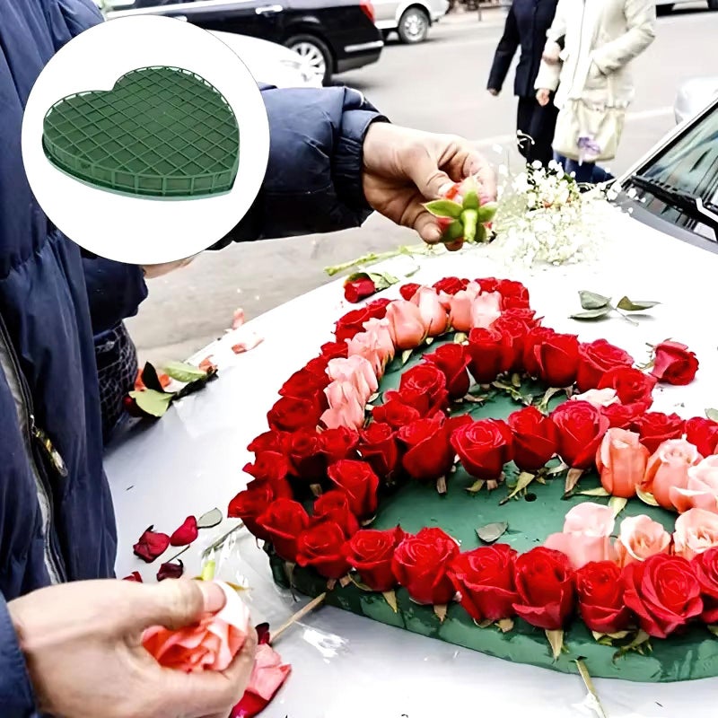 Ylapagne Floral Foam Bricks Heart-Shaped Flower Foam Floristry Wedding Car Floral Mud Decoration Plate with Suction Cup DIY Flower Arrangement for Wedding Flowers Bouquet(20x20cm) - Image 4