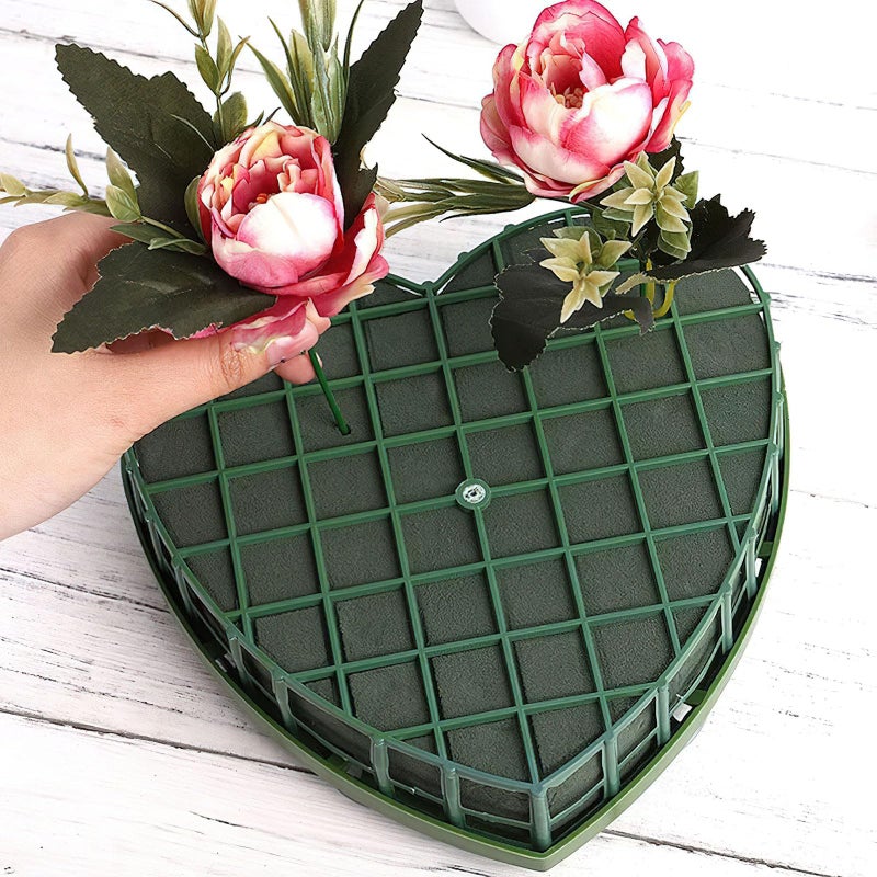 Ylapagne Floral Foam Bricks Heart-Shaped Flower Foam Floristry Wedding Car Floral Mud Decoration Plate with Suction Cup DIY Flower Arrangement for Wedding Flowers Bouquet(20x20cm) - Image 5