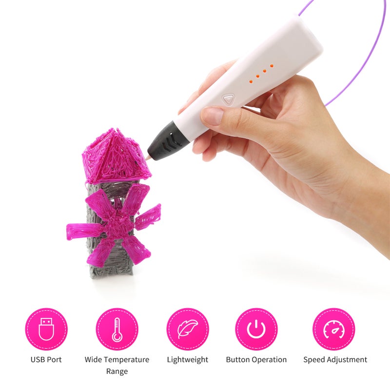 3D Printing Pen Apply with 1.75mm Filament ABS PLA Support Temperature Speed Adjustment Heat Dissipation with LED Light DIY for Teen Children and Adults Christmas Birthday Gift - Image 5