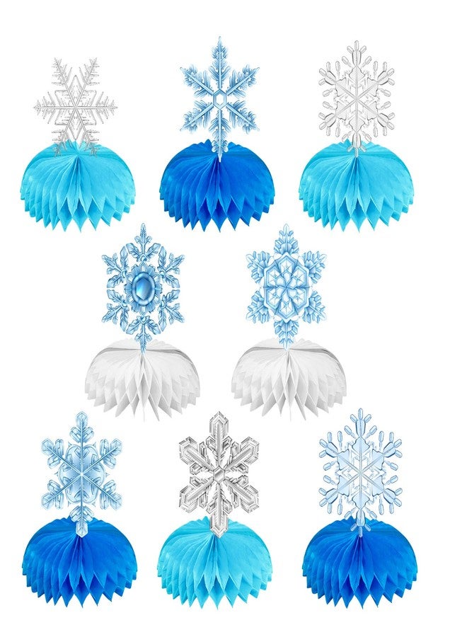Frozen Party Snowflake Decorations, Winter Wonderland Decorations, Snowflake Honeycomb Table Centerpieces, Thanksgiving Christmas Birthday Party Decorations, Party Supplies 8 Pieces - Image 1