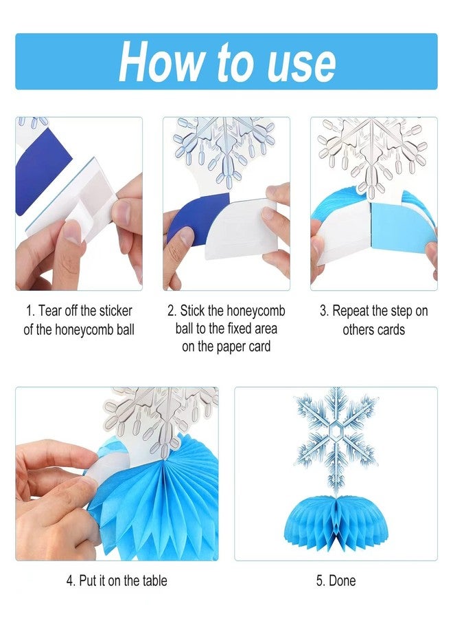 Frozen Party Snowflake Decorations, Winter Wonderland Decorations, Snowflake Honeycomb Table Centerpieces, Thanksgiving Christmas Birthday Party Decorations, Party Supplies 8 Pieces - Image 4