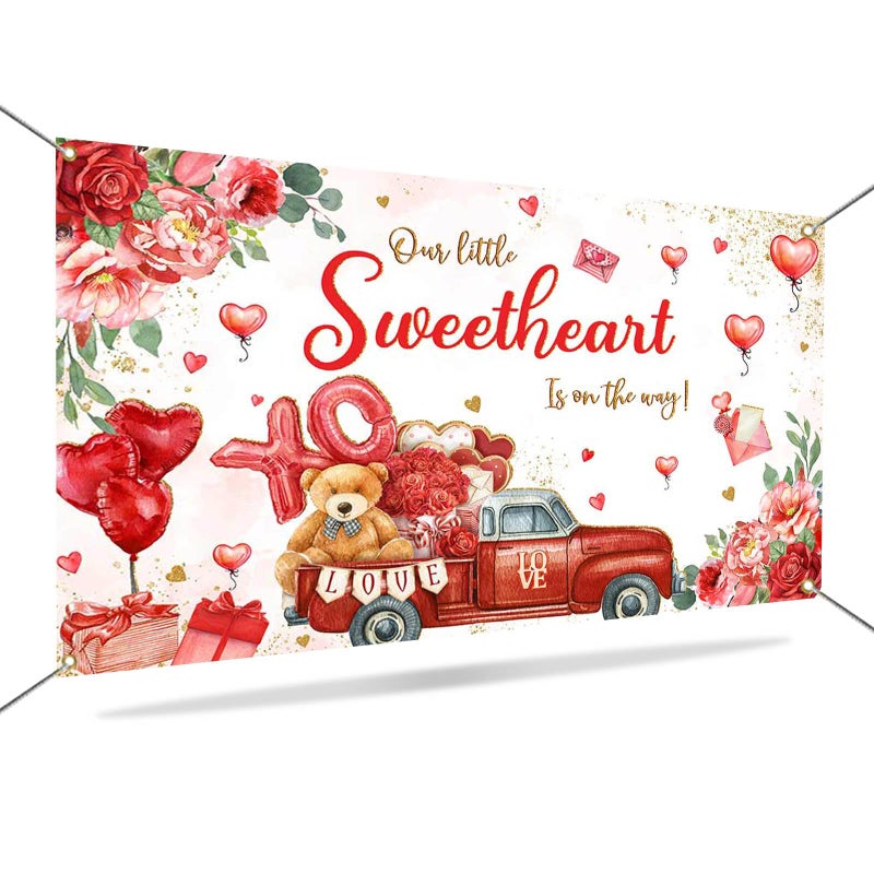 Mocsicka Valentines Day Baby Shower Backdrop 7x5ft Valentines Day Theme Baby Shower Decorations Background A Little Sweetheart is on The Way Photography Background - Image 5