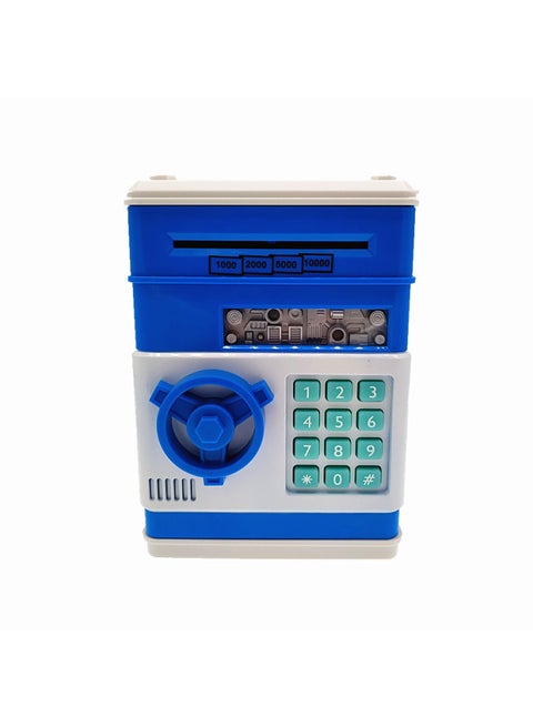 Creative Large Simulation Children's ATM Piggy Bank Small Password Safe Automatic Money Machine Change Piggy Bank-Size:Gate Blue And White