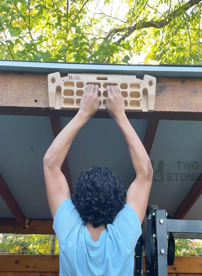 TWO STONES لوحة تعليق لتسلق الصخور مزودة بحامل للهاتف، وحامل للأشرطة، ومقابض كبيرة، وشقوق، ومقابض صغيرة، وجيوب، وحواف، ومنحدرات؛ لوحة تعليق خشبية للتسلق - Image 5