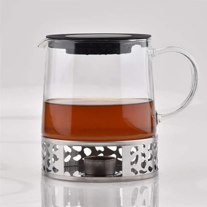 SWIUKPHE قاعدة تسخين إبريق الشاي من الفولاذ المقاوم للصدأ، مقاومة للحرارة لتسخين مشروبات الشاي، للاستخدام في المكتب والمنزل، سخان إبريق الشاي، سخان القهوة، سخان الحليب لإبريق الشاي الزجاجي - Image 2