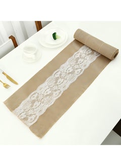 CoomBe Handmade Burlap Lace Table Runner, Elegant Style Table Flag 30x180CM  - Image 1