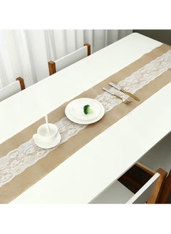 CoomBe Handmade Burlap Lace Table Runner, Elegant Style Table Flag 30x180CM  - Image 2