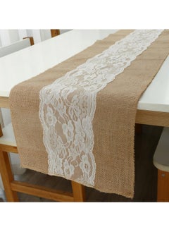 CoomBe Handmade Burlap Lace Table Runner, Elegant Style Table Flag 30x180CM  - Image 3