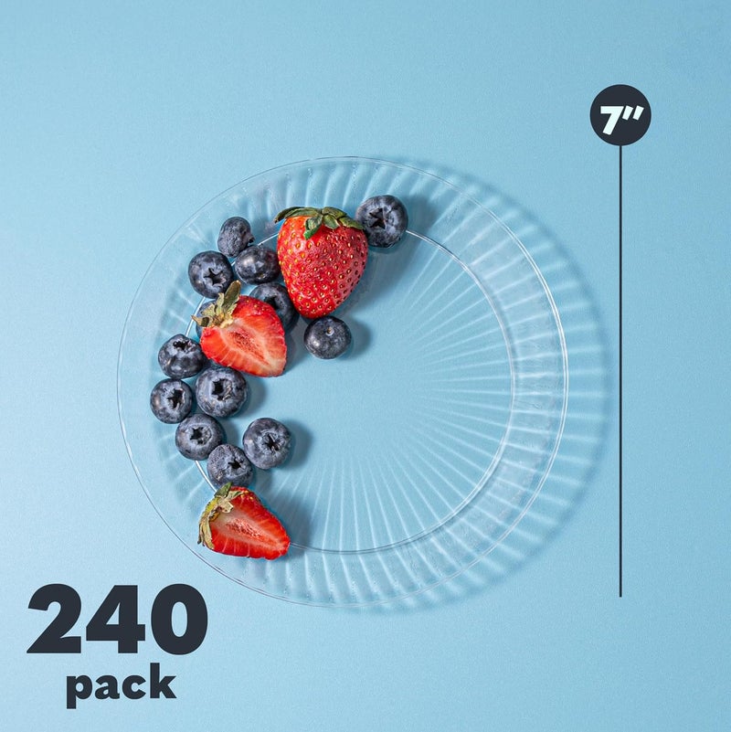 PLASTICPRO 240 Pack Crystal Like Clear Disposable 7 inch Plastic Plates Dinner Dishes Plates for Special Occasions Parties - Image 5