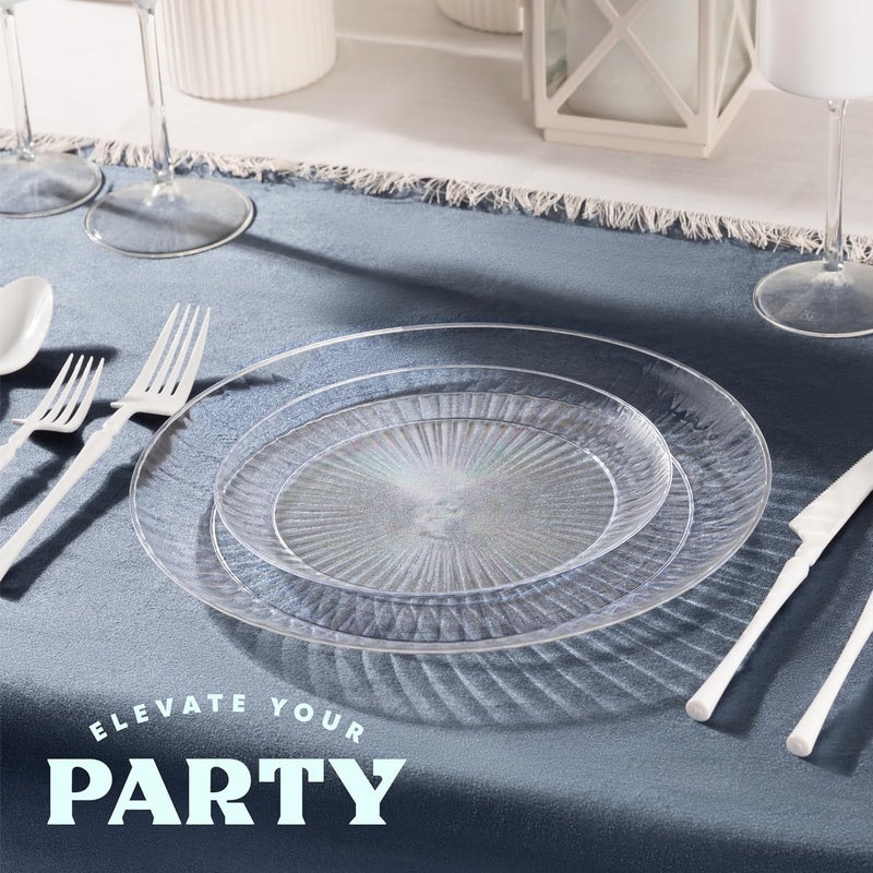 PLASTICPRO 240 Pack Crystal Like Clear Disposable 7 inch Plastic Plates Dinner Dishes Plates for Special Occasions Parties - Image 3