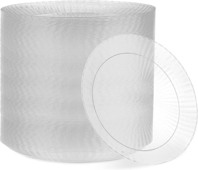 PLASTICPRO 240 Pack Crystal Like Clear Disposable 7 inch Plastic Plates Dinner Dishes Plates for Special Occasions Parties - Image 1