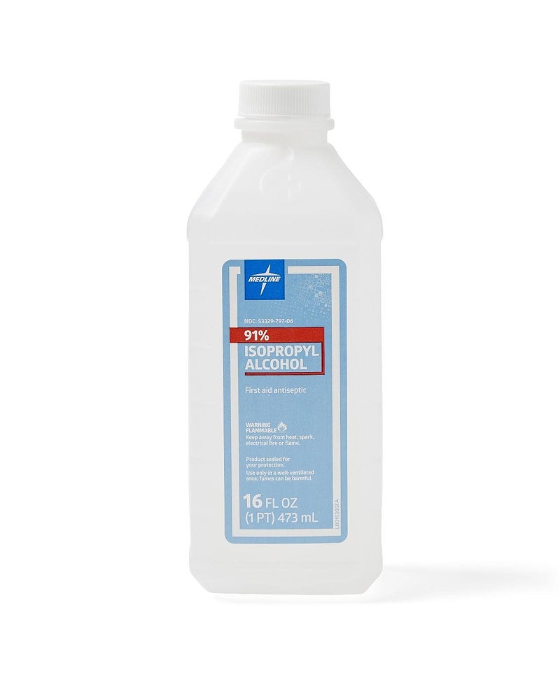 Medline 91 Isopropyl Rubbing Alcohol 16 oz Essential for First Aid Supplies Pack of 12