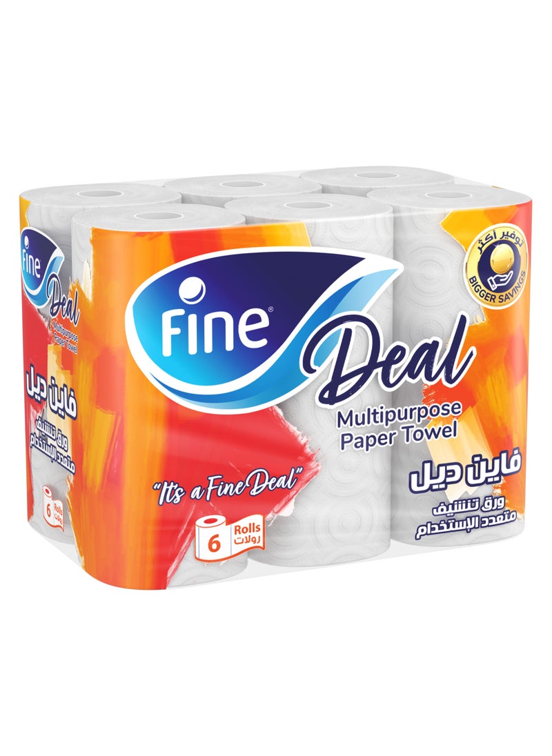 Fine Fine Deal Kitchen Tissue Paper Towel 2 Ply 6 Rolls  - Image 1