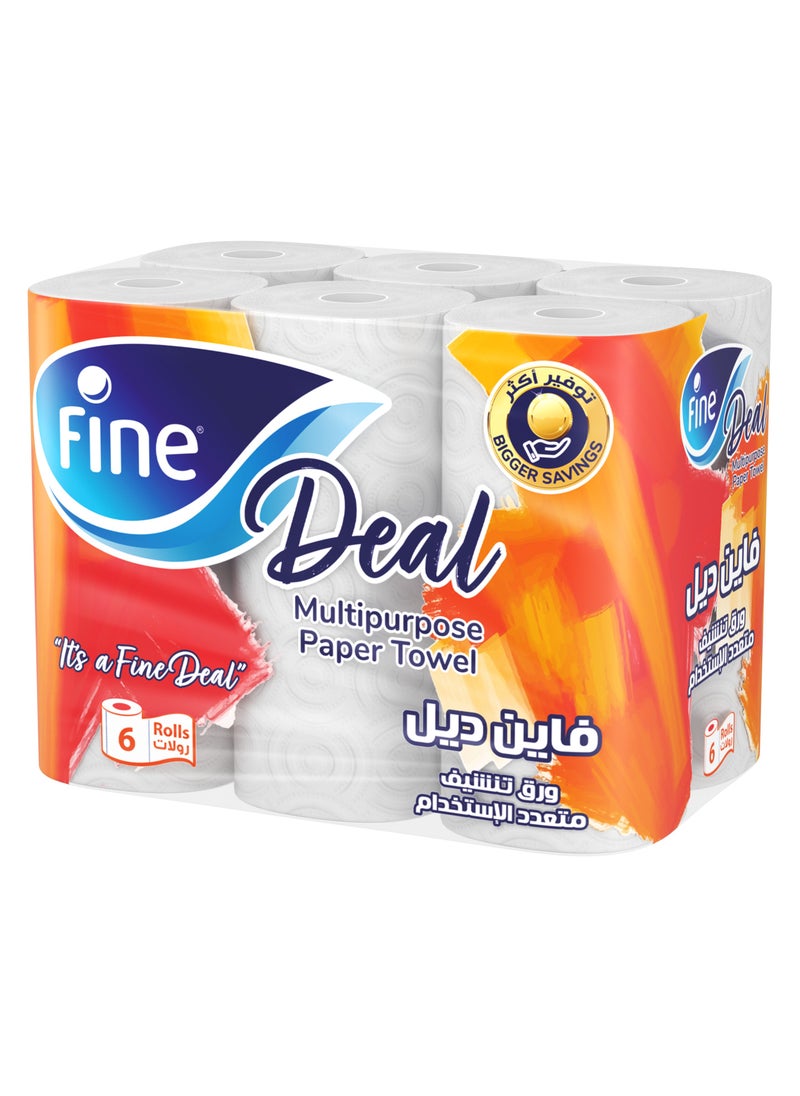 Fine Fine Deal Kitchen Tissue Paper Towel 2 Ply 6 Rolls  - Image 2