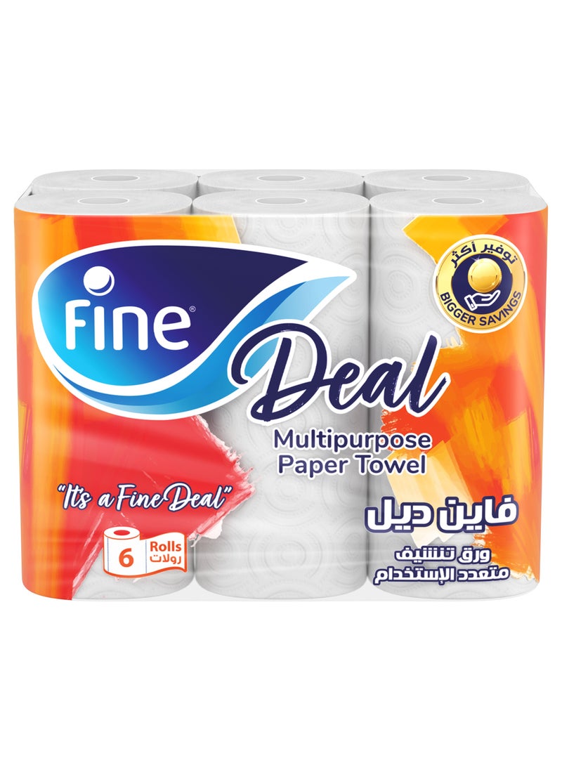 Fine Fine Deal Kitchen Tissue Paper Towel 2 Ply 6 Rolls  - Image 3