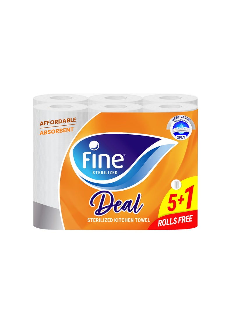 Fine Deal Kitchen Tissue Paper Towel 2 Ply 6 Rolls