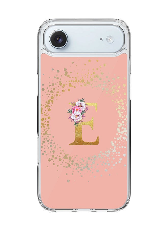 Stylizedd Classic Clear MagSafe Case for iPhone 17 Air , Hybrid Soft Case Flexible Edges Anti Drop TPU PC Gel Thin Transparent Cover [ Designed for iPhone 17 Air ] - Custom Monogram Initial Letter Floral Pattern Alphabet - E  (Rose Pink )