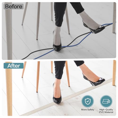 LSGCQ Floor Cord Cover Self Adhesive Cord Hider Floor Extension Cord Covers for Floor Power Cord Protector Cable Management Prevent Cable Trips Cable Cavity 0.47" W x 0.27" H (Beige Wood, 3.3Ft) - Image 5