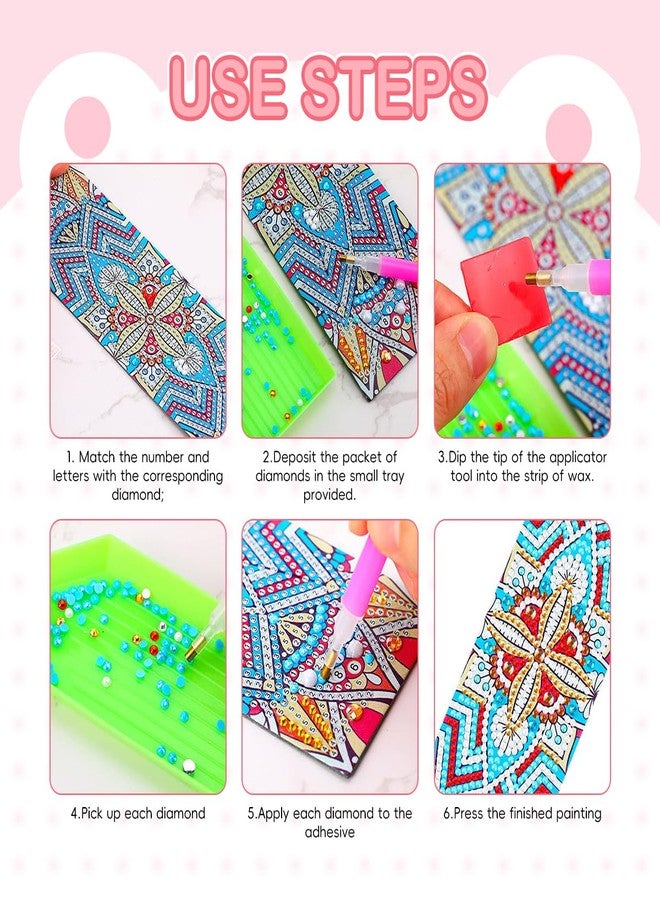 OFIFO® 2Pcs Mandala Diamond Painting Bookmark, 5D Diamond Painting Kit for Adults, Book Mark for DIY Craft Diamond Art for DIY Making Beginners Adults Arts Craft Supplies, 7.87x2.17 inches - Image 3