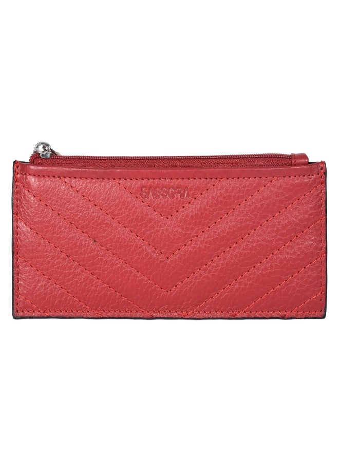 Sassora Premium Leather Quilted Design Key Case For Unisex (Red) - Image 1