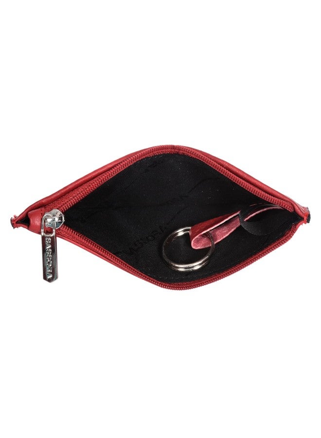 Sassora Premium Leather Quilted Design Key Case For Unisex (Red) - Image 2