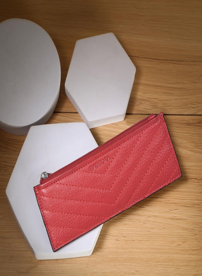 Sassora Premium Leather Quilted Design Key Case For Unisex (Red) - Image 4