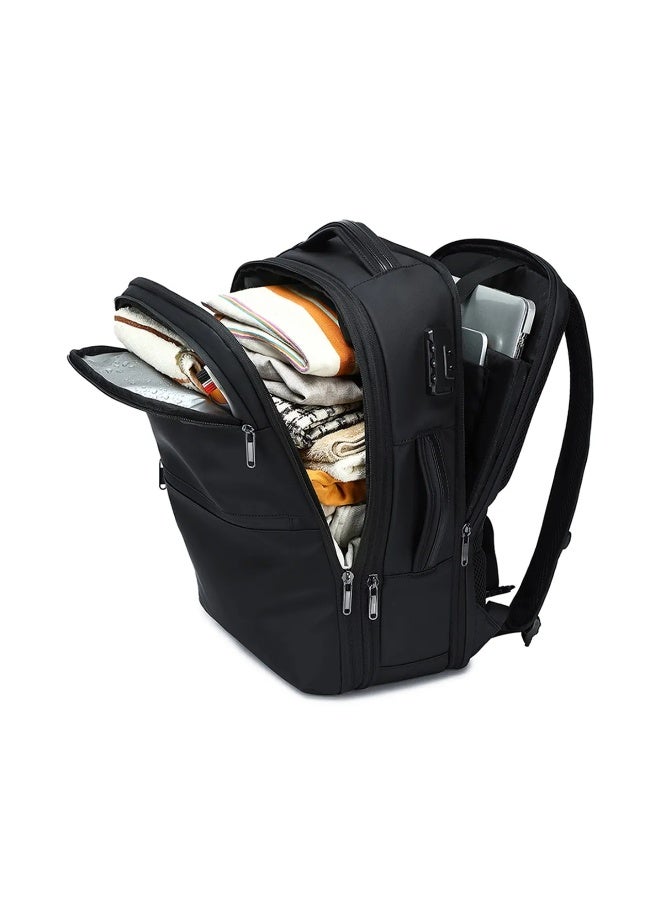 GREEN LION Chelsea Travel Backpack / Casual Travel Laptop Backpack / Fits up to 17.3" devices / Splash Proof / Anti-Theft Lock / USB-C Charging / Expandable Space / 3-Large Compartments / 150D Polyester / Chest Buckle Lock - Black - Image 2