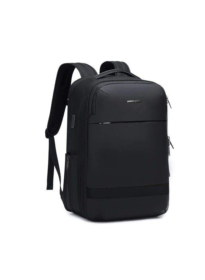 GREEN LION Chelsea Travel Backpack / Casual Travel Laptop Backpack / Fits up to 17.3" devices / Splash Proof / Anti-Theft Lock / USB-C Charging / Expandable Space / 3-Large Compartments / 150D Polyester / Chest Buckle Lock - Black - Image 1