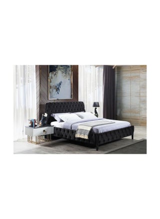 RA-BD11 سرير خشب طبيعي 230×175×110سم - أسود