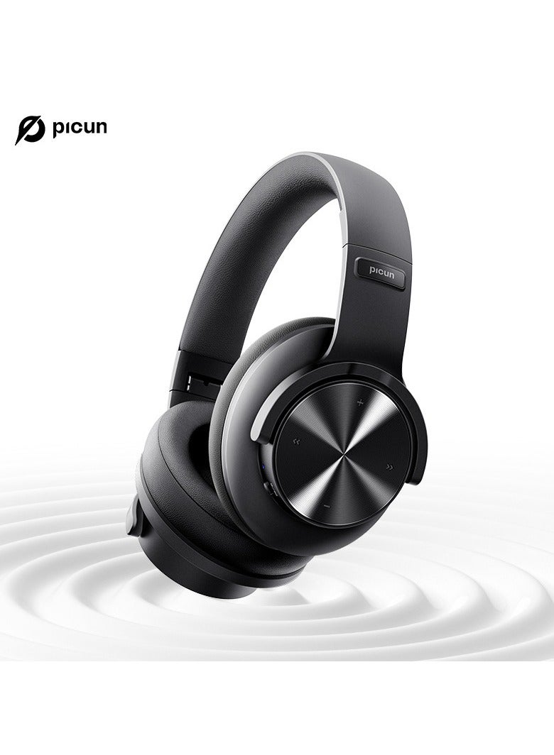 Picun B8 Wireless On-Ear Headphones Pure Bass 46H Battery Speed Charge Fast Usb Type-C Foldable Black - Image 1